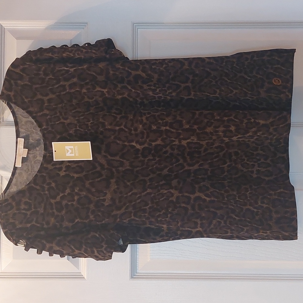 NWT, MICHAEL KORS blouse, size L, dark khaki/black color - Picture 1 of 6